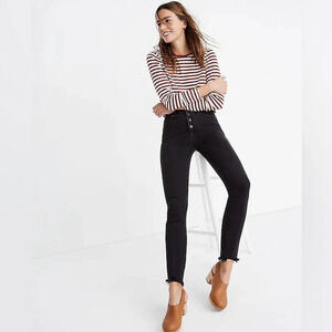 Madewell • 10" High-Rise Skinny Jeans in Berkeley Black: Button-Through Edition